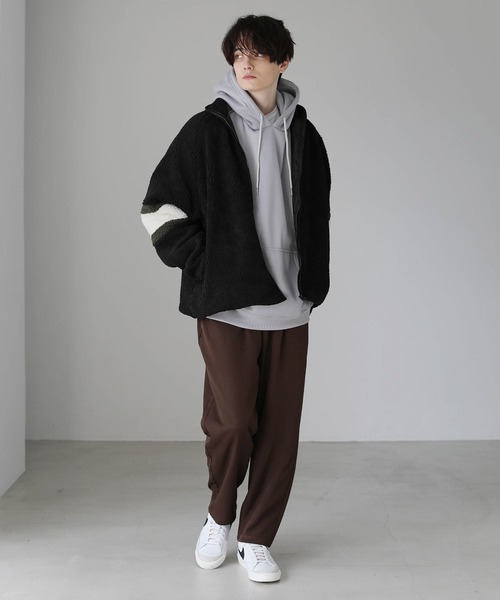 シープボアスタンドネックジップジャケット オーバーサイズ アウター