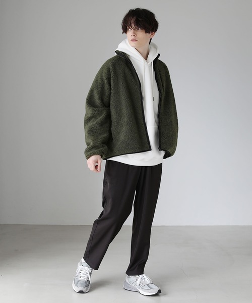 ASTRONOMY（アストロノミー）の「シープボアスタンドネックジップジャケット オーバーサイズ アウター（ブルゾン・メンズ・ホワイト/ブラック/ベージュ/ネイビー/グレー/カーキ/モカ/ブラック系その他/ベージュ系その他/チャコール・S/M/L/XL）」の22枚目の写真