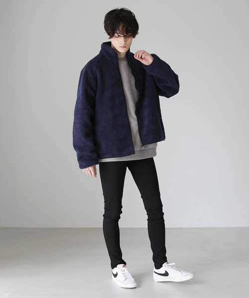 ASTRONOMY（アストロノミー）の「シープボアスタンドネックジップジャケット オーバーサイズ アウター（ブルゾン・メンズ・ホワイト/ブラック/ベージュ/ネイビー/グレー/カーキ/モカ/ブラック系その他/ベージュ系その他/チャコール・S/M/L/XL）」の19枚目の写真