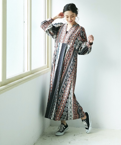 Old Clothストライププリント バンドカラー ワンピース ワンピース ワンピース ワンピース A I C エーアイシー のファッション