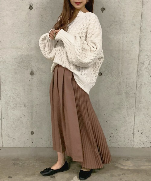 apres jour mignon(アプレジュールミニョン)の「ケーブルキーネックニット【ZOZOTOWN限定アイテム】(ニット/セーター・レディース・アイボリー/スモークピンク/モカ・フリー)」の10枚目の写真