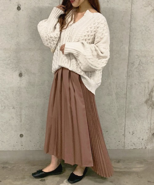 apres jour mignon(アプレジュールミニョン)の「ケーブルキーネックニット【ZOZOTOWN限定アイテム】(ニット/セーター・レディース・アイボリー/スモークピンク/モカ・フリー)」の11枚目の写真