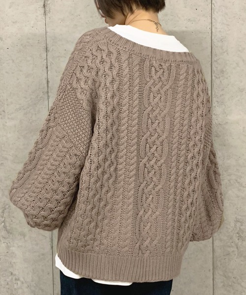 apres jour mignon(アプレジュールミニョン)の「ケーブルキーネックニット【ZOZOTOWN限定アイテム】(ニット/セーター・レディース・アイボリー/スモークピンク/モカ・フリー)」の19枚目の写真