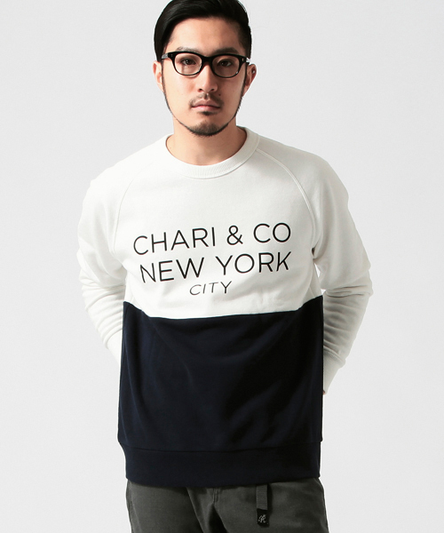 BEAMS T（ビームスティー）の「CHARI&CO NYC / Bitone スウェット（スウェット・メンズ・ホワイト/チャコールグレー/レッド・MEDIUM/LARGE/SMALL）」の2枚目の写真