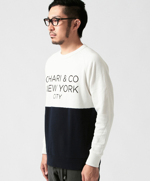BEAMS T（ビームスティー）の「CHARI&CO NYC / Bitone スウェット（スウェット・メンズ・ホワイト/チャコールグレー/レッド・MEDIUM/LARGE/SMALL）」の4枚目の写真