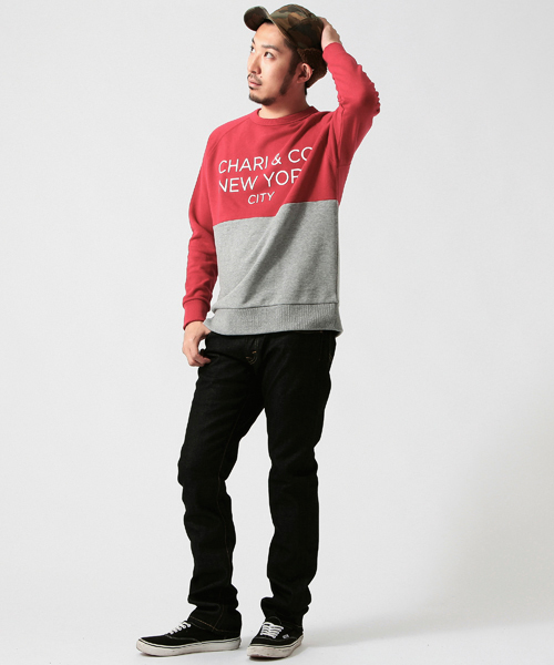 BEAMS T（ビームスティー）の「CHARI&CO NYC / Bitone スウェット（スウェット・メンズ・ホワイト/チャコールグレー/レッド・MEDIUM/LARGE/SMALL）」の8枚目の写真