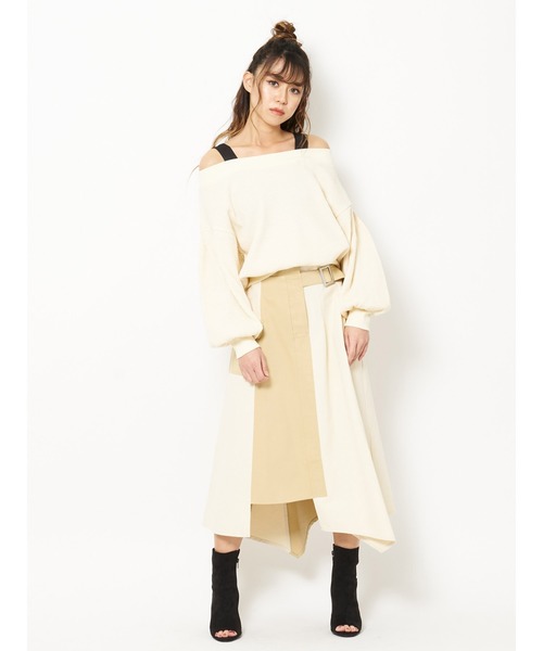 SPIRALGIRL（スパイラルガール）の「オフショルダー２Ｗａｙサーマルトップス（Tシャツ/カットソー・レディース・オフホワイト/ブルー/ベージュ・FREE）」の4枚目の写真