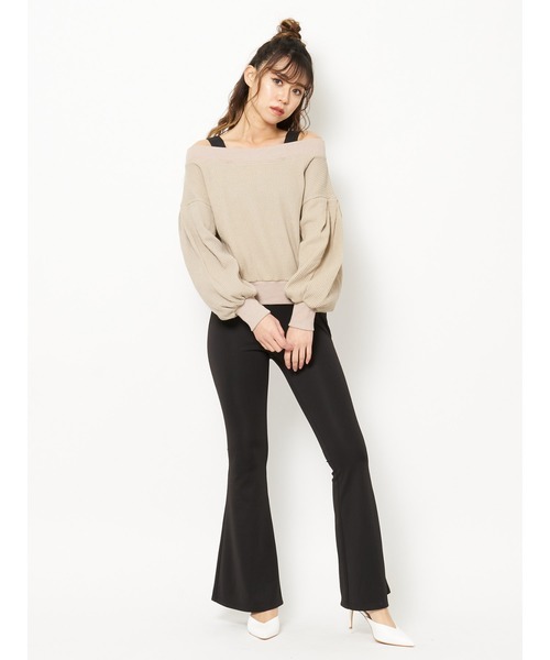 SPIRALGIRL（スパイラルガール）の「オフショルダー２Ｗａｙサーマルトップス（Tシャツ/カットソー・レディース・オフホワイト/ブルー/ベージュ・FREE）」の7枚目の写真