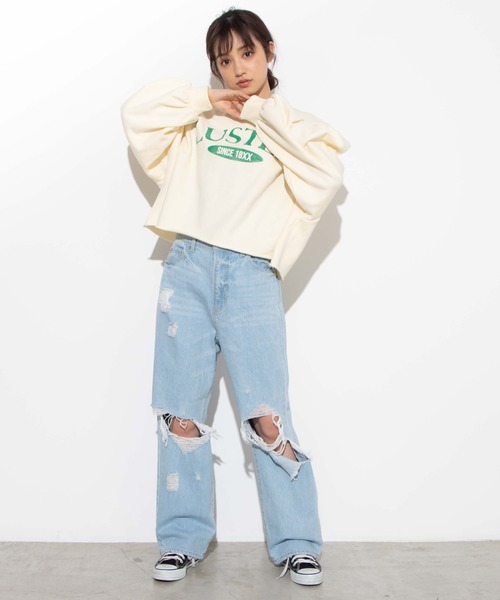 WEGO（ウィゴー）の「WEGO/カットオフカレッジビッグシルエットスウェット（スウェット・レディース・ベージュ/アイボリー・FREE）」の8枚目の写真