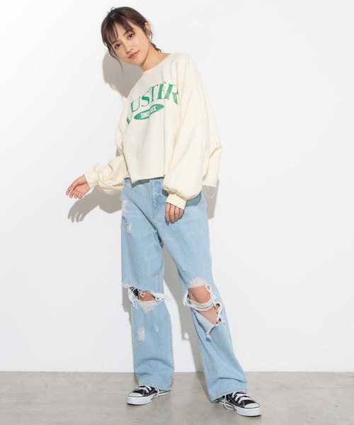 WEGO（ウィゴー）の「WEGO/カットオフカレッジビッグシルエットスウェット（スウェット・レディース・ベージュ/アイボリー・FREE）」の11枚目の写真