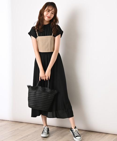 INTERPLANET（インタープラネット）の「【WEB限定】ジョーゼットビスチェ付きワンピース（ワンピース・レディース・ブラック/ベージュ/キャメル・FREE）」の14枚目の写真
