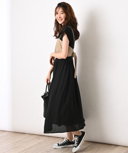 INTERPLANET（インタープラネット）の「【WEB限定】ジョーゼットビスチェ付きワンピース（ワンピース・レディース・ブラック/ベージュ/キャメル・FREE）」の16枚目の写真