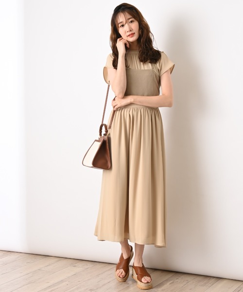 INTERPLANET（インタープラネット）の「【WEB限定】ジョーゼットビスチェ付きワンピース（ワンピース・レディース・ブラック/ベージュ/キャメル・FREE）」の18枚目の写真