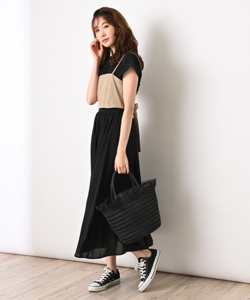 INTERPLANET（インタープラネット）の「【WEB限定】ジョーゼットビスチェ付きワンピース（ワンピース・レディース・ブラック/ベージュ/キャメル・FREE）」の15枚目の写真