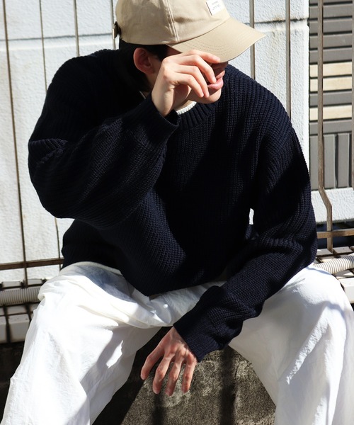 WESTSEA(ウエストシー)の「オーバーサイズ レイヤード クルーネック 長袖ニット(ニット/セーター・メンズ・ライトグレー/ベージュ/ブルー/グリーン/キナリ/オフホワイト/ブラック/ブルー系その他/ブラウン/グレイッシュベージュ/グリーン系その他/ネイビー/ターコイズブルー/マスタード/ブルーグリーン/ピンク/サックスブルー・M/L)」の11枚目の写真
