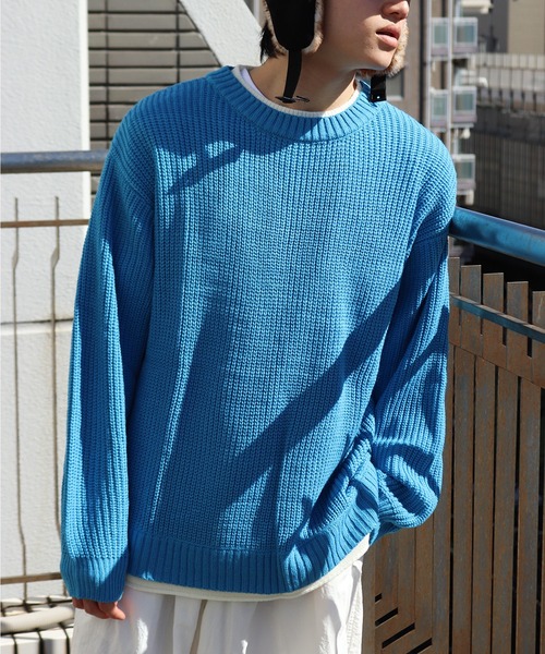 WESTSEA(ウエストシー)の「オーバーサイズ レイヤード クルーネック 長袖ニット(ニット/セーター・メンズ・ライトグレー/ベージュ/ブルー/グリーン/キナリ/オフホワイト/ブラック/ブルー系その他/ブラウン/グレイッシュベージュ/グリーン系その他/ネイビー/ターコイズブルー/マスタード/ブルーグリーン/ピンク/サックスブルー・M/L)」の13枚目の写真