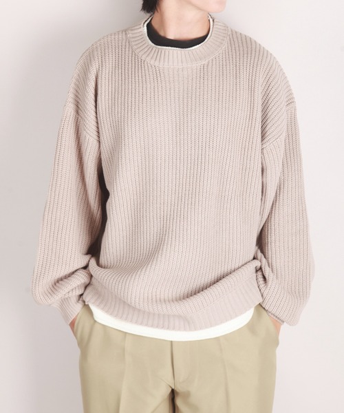 セール】オーバーサイズ レイヤード クルーネック 長袖ニット（ニット