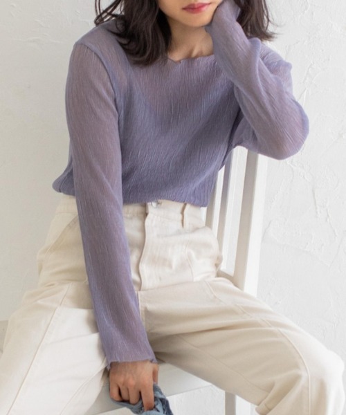 Mysa&Liina(ミーサリーナ)の「シアーインナー×キャミSET(シャツ/ブラウス・レディース・ブラック/ベージュ/オフホワイト/ピンク/ブラウン/ブルー・M)」の5枚目の写真