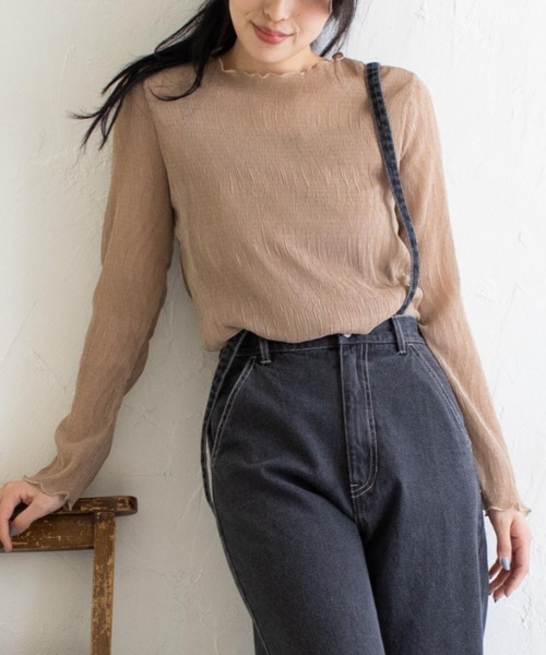 Mysa&Liina(ミーサリーナ)の「シアーインナー×キャミSET(シャツ/ブラウス・レディース・ブラック/ベージュ/オフホワイト/ピンク/ブラウン/ブルー・M)」の19枚目の写真