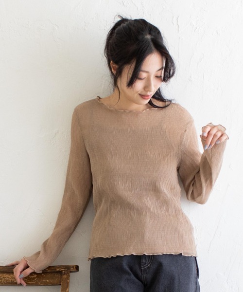 Mysa&Liina(ミーサリーナ)の「シアーインナー×キャミSET(シャツ/ブラウス・レディース・ブラック/ベージュ/オフホワイト/ピンク/ブラウン/ブルー・M)」の20枚目の写真