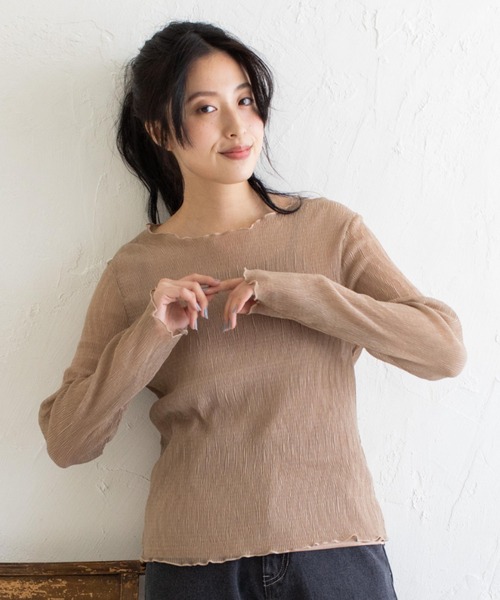 Mysa&Liina(ミーサリーナ)の「シアーインナー×キャミSET(シャツ/ブラウス・レディース・ブラック/ベージュ/オフホワイト/ピンク/ブラウン/ブルー・M)」の21枚目の写真