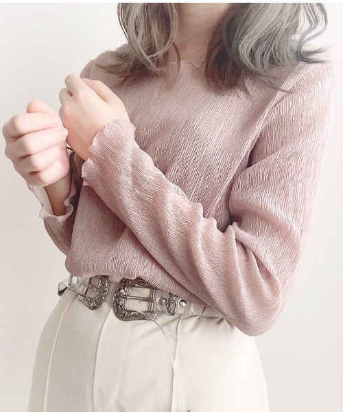 Mysa&Liina(ミーサリーナ)の「シアーインナー×キャミSET(シャツ/ブラウス・レディース・ブラック/ベージュ/オフホワイト/ピンク/ブラウン/ブルー・M)」の17枚目の写真