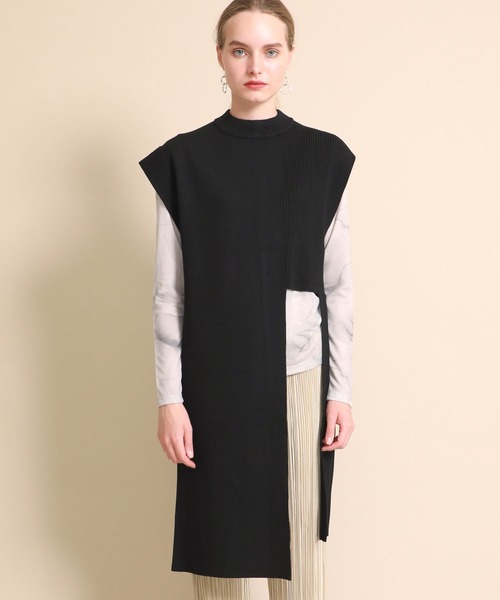 UN3D.（アンスリード）の「【UN3D.(アンスリード)】アシメロングニットベスト　522052600201（ニット/セーター・レディース・ベージュ/ブラック・FREE）」の5枚目の写真
