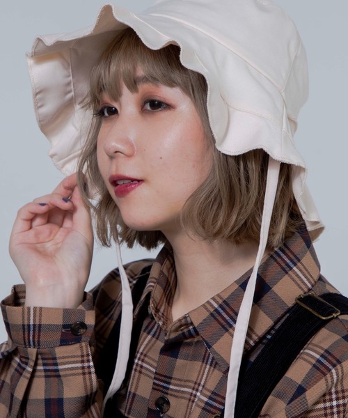 WEGO（ウィゴー）の「WEGO/ツバ広フリルハット（ハット・レディース・ブラック/オフホワイト・FREE）」の14枚目の写真