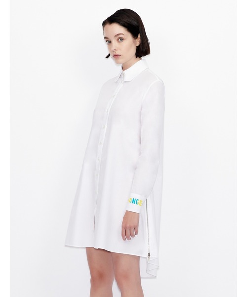 A Xアルマーニ エクスチェンジ カラフルロゴスリーブ Armani 長袖シャツワンピース シャツワンピース Armani Xアルマーニ Exchange アルマーニエクスチェンジ のファッション