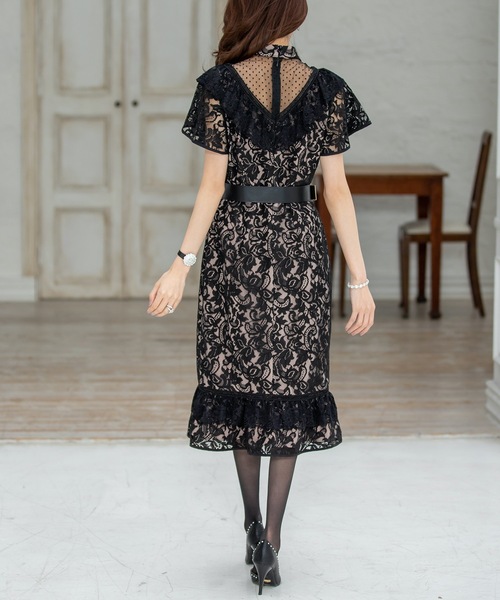 【emiriawiz】ドットチュール レース ワンピース S emiriawiz（エミリアウィズ）の「ドットチュール×レースドレス