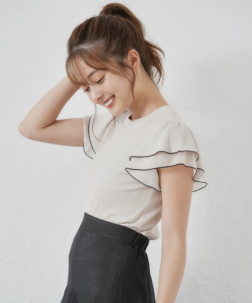 MIIA（ミーア）の「プチハイネックカットソー（Tシャツ/カットソー・レディース・パープル/ブラック/グリーン/ネイビー/ブルー/ブラック系その他/ベージュ/ホワイト系その他2/オフホワイト/ピンク・FREE）」の6枚目の写真