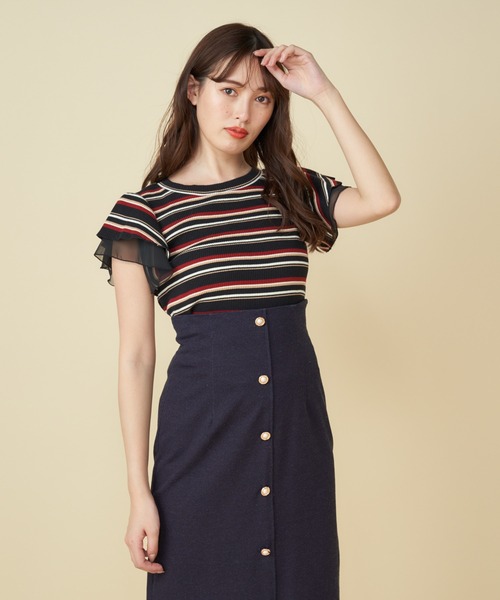 MIIA（ミーア）の「プチハイネックカットソー（Tシャツ/カットソー・レディース・パープル/ブラック/グリーン/ネイビー/ブルー/ブラック系その他/ベージュ/ホワイト系その他2/オフホワイト/ピンク・FREE）」の5枚目の写真