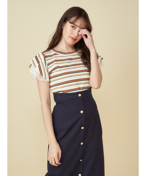 MIIA（ミーア）の「プチハイネックカットソー（Tシャツ/カットソー・レディース・パープル/ブラック/グリーン/ネイビー/ブルー/ブラック系その他/ベージュ/ホワイト系その他2/オフホワイト/ピンク・FREE）」の3枚目の写真