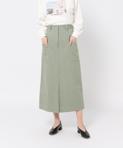 mysty woman（ミスティウーマン）の「アウトポケットナロースカート 928649（スカート・レディース・ブラウン/ベージュ/カーキ・FREE）」の17枚目の写真