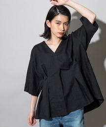 フレンチリネンキャンバス　タックブラウス（セットアップ可）