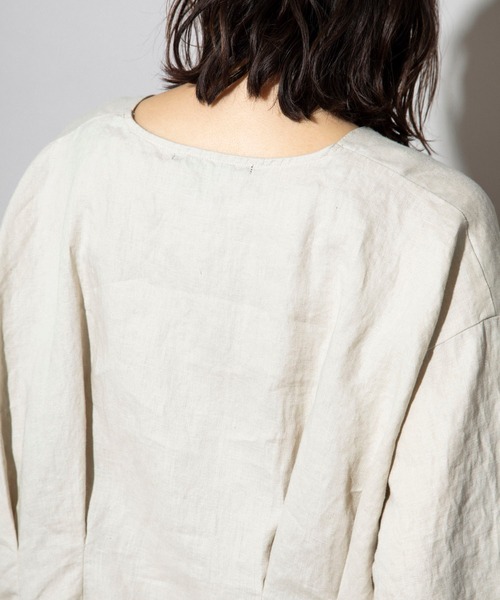 Munich（ミューニック）の「フレンチリネンキャンバス　タックブラウス（セットアップ可）（シャツ/ブラウス・レディース・ホワイト/ブラック/カーキ/パープル/ナチュラル・FREE）」の15枚目の写真