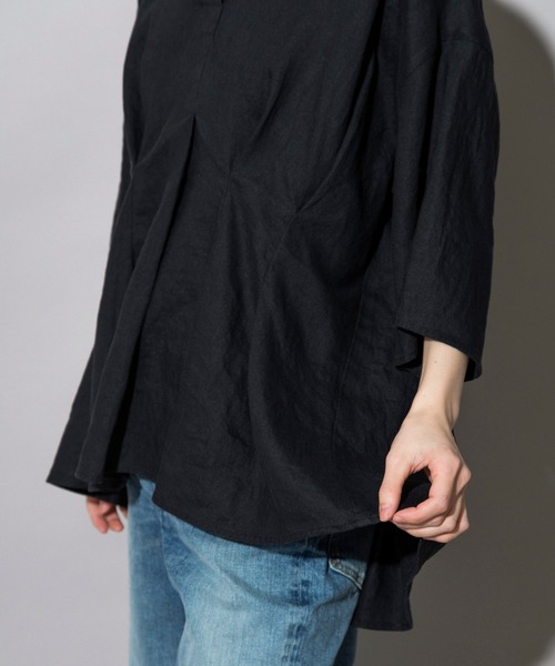 Munich（ミューニック）の「フレンチリネンキャンバス　タックブラウス（セットアップ可）（シャツ/ブラウス・レディース・ホワイト/ブラック/カーキ/パープル/ナチュラル・FREE）」の22枚目の写真