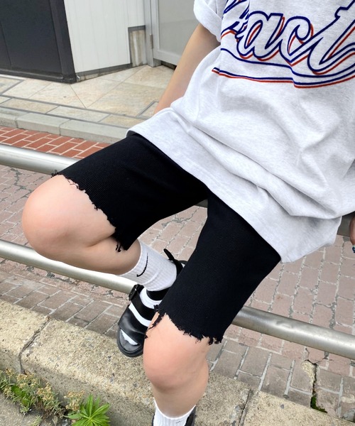 WHO'S WHO gallery（フーズフーギャラリー）の「ダメージリブPackパンツ（その他パンツ・レディース・チャコールグレー/ブラック/オレンジ/グリーン/ベージュ系その他/イエロー×グリーン・FREE）」の2枚目の写真