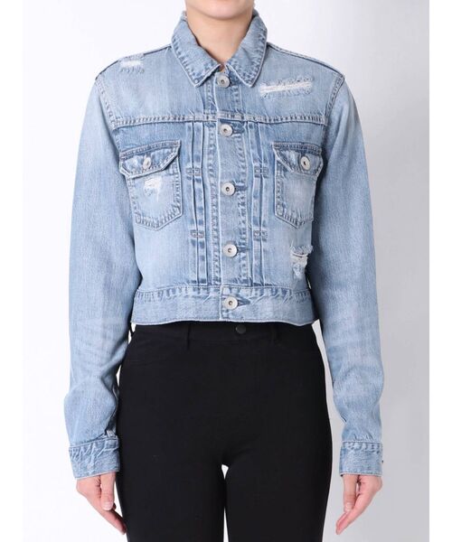 GYDA(ジェイダ)の「リヨセルショートデニムGジャン(デニムジャケット・レディース・ブルー/ライトブルー・FREE)」の7枚目の写真