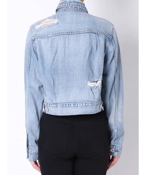 GYDA(ジェイダ)の「リヨセルショートデニムGジャン(デニムジャケット・レディース・ブルー/ライトブルー・FREE)」の6枚目の写真