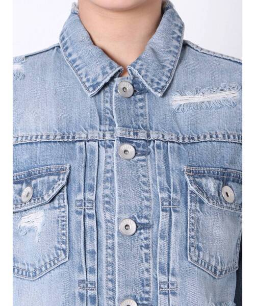 GYDA(ジェイダ)の「リヨセルショートデニムGジャン(デニムジャケット・レディース・ブルー/ライトブルー・FREE)」の16枚目の写真