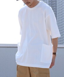 SHIPS any | 《WEB限定》: USAコットン オーバーサイズ パッチポケット Tシャツ◆(Tシャツ/カットソー)