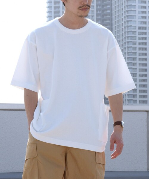 SHIPS any（シップス エニィ）の「SHIPS any: USAコットン オーバーサイズ キャンプポケット Tシャツ◇（Tシャツ/カットソー・メンズ・オフホワイト/ダークグレー/グリーン/ネイビー/キャメル/ピンク・SMALL/MEDIUM/LARGE/X-LARGE）」の7枚目の写真