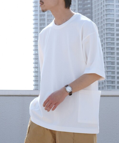 SHIPS any（シップス エニィ）の「SHIPS any: USAコットン オーバーサイズ キャンプポケット Tシャツ◇（Tシャツ/カットソー・メンズ・オフホワイト/ダークグレー/グリーン/ネイビー/キャメル/ピンク・SMALL/MEDIUM/LARGE/X-LARGE）」の21枚目の写真