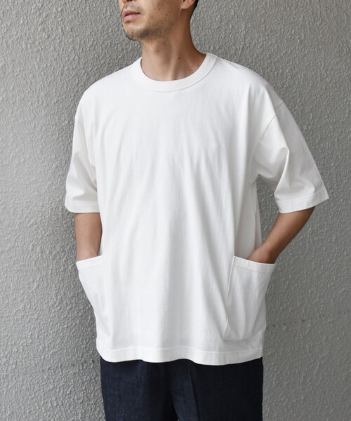SHIPS any（シップス エニィ）の「SHIPS any: USAコットン オーバーサイズ キャンプポケット Tシャツ◇（Tシャツ/カットソー・メンズ・オフホワイト/ダークグレー/グリーン/ネイビー/キャメル/ピンク・SMALL/MEDIUM/LARGE/X-LARGE）」の11枚目の写真