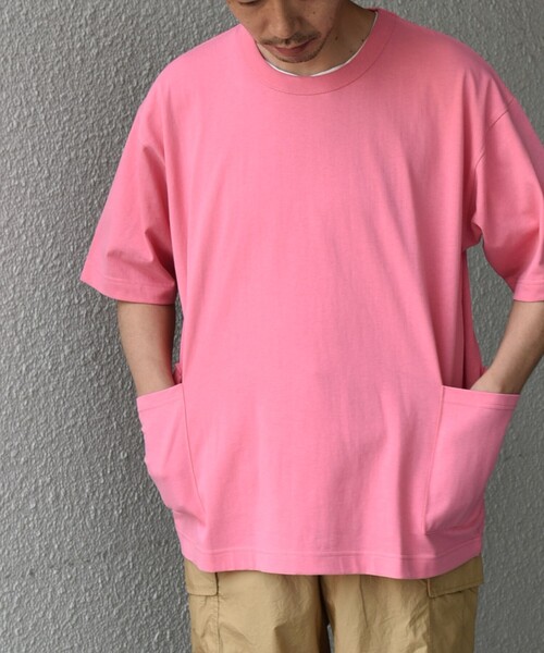 SHIPS any（シップス エニィ）の「SHIPS any: USAコットン オーバーサイズ キャンプポケット Tシャツ◇（Tシャツ/カットソー・メンズ・オフホワイト/ダークグレー/グリーン/ネイビー/キャメル/ピンク・SMALL/MEDIUM/LARGE/X-LARGE）」の14枚目の写真