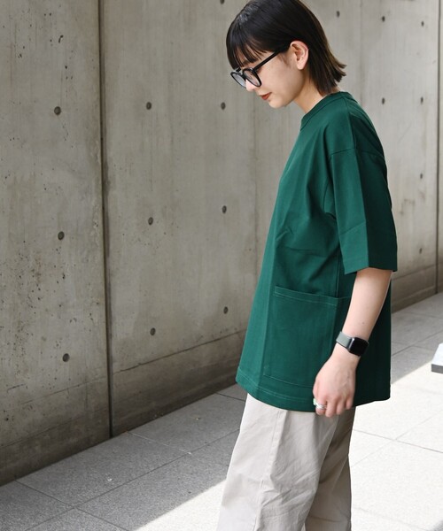 SHIPS any（シップス エニィ）の「SHIPS any: USAコットン オーバーサイズ キャンプポケット Tシャツ◇（Tシャツ/カットソー・メンズ・オフホワイト/ダークグレー/グリーン/ネイビー/キャメル/ピンク・SMALL/MEDIUM/LARGE/X-LARGE）」の17枚目の写真