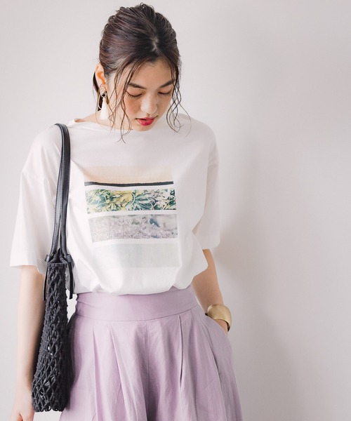 GLOBAL WORK（グローバルワーク）の「リラックス美人プリントT/941575（Tシャツ/カットソー・レディース・ホワイト系その他3/ホワイト/ダークグレー/ホワイト系その他2/オフホワイト・FREE）」の4枚目の写真