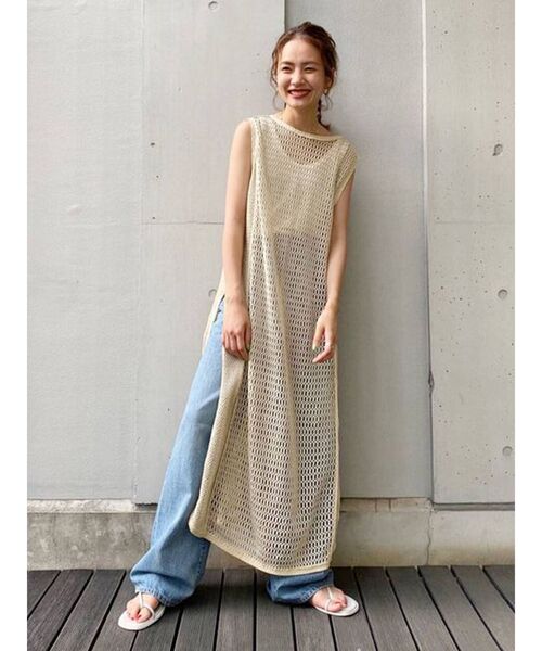 Ungrid（アングリッド）の「ノースリネットワンピース（ワンピース・レディース・チャコールグレー/アイボリー・FREE）」の9枚目の写真