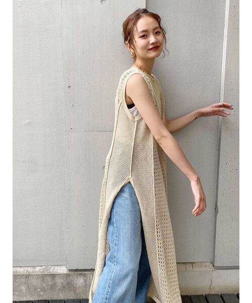 Ungrid（アングリッド）の「ノースリネットワンピース（ワンピース・レディース・チャコールグレー/アイボリー・FREE）」の6枚目の写真